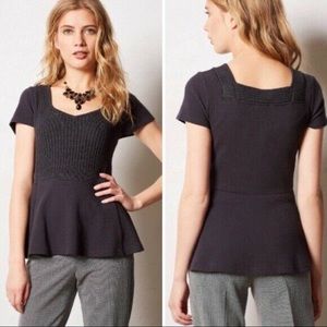 Anthropologie Meadow Rue Grey Knitted Peplum Top